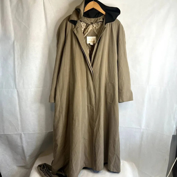 New York Harbor Vtg Hooded Khaki Trench Coat with Liner Size 10 - Picture 14 of 15